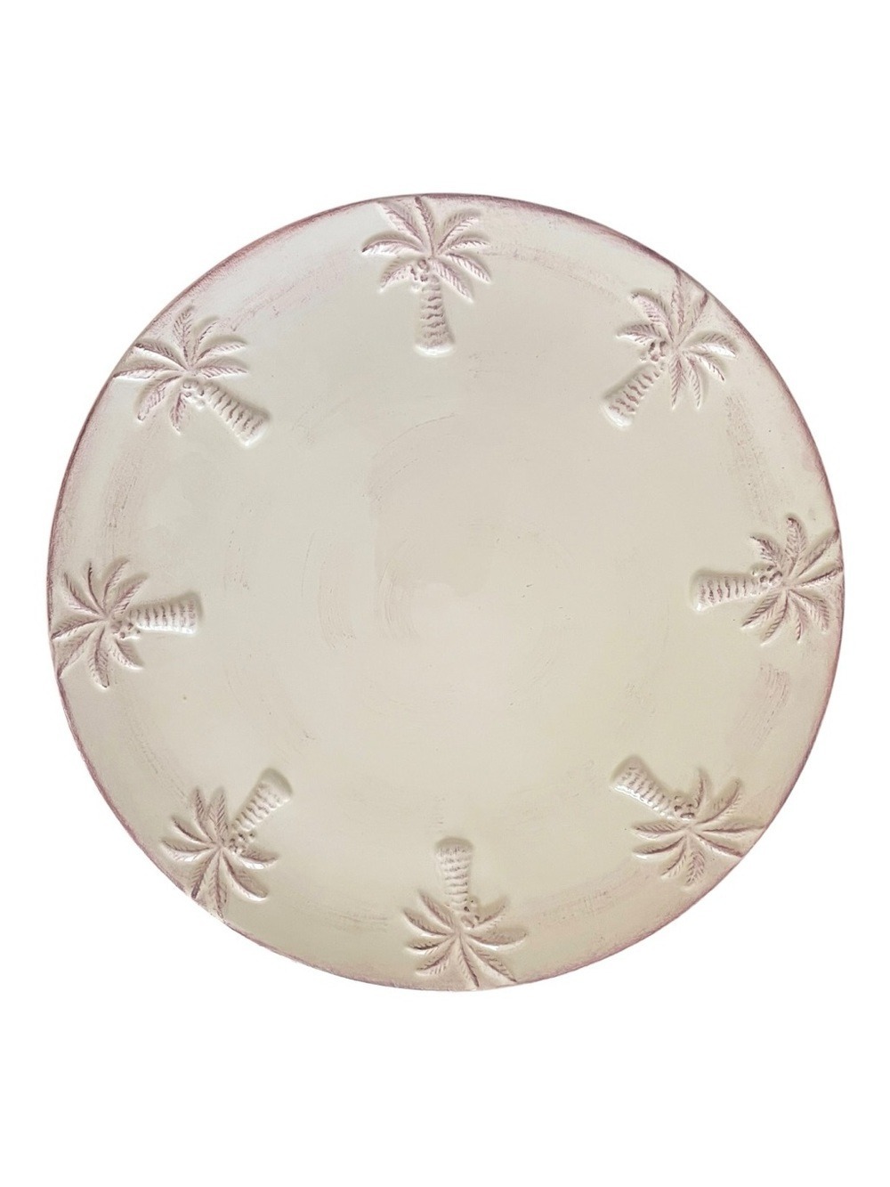 Pacific Enterprises Brushed Cream Plate Palm Trees Dinner/Serving Plate 12”